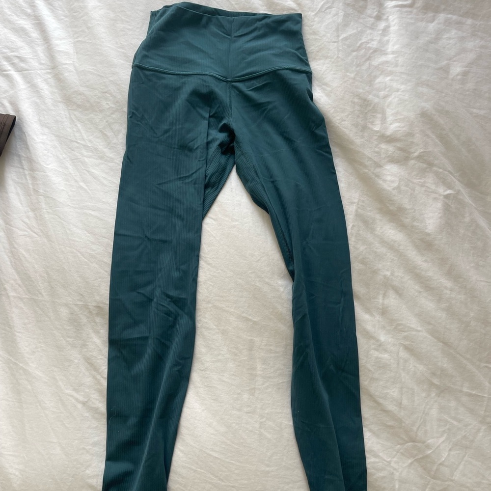 Blue ribbed align leggings